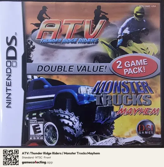 ATV: Thunder Ridge Riders / Monster Trucks Mayhem Nintendo DS, NTSC box front