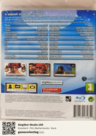 SingStar Studio 100 PlayStation 3, Netherlands box back