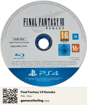 Final Fantasy VII Remake PlayStation 4, PAL disc