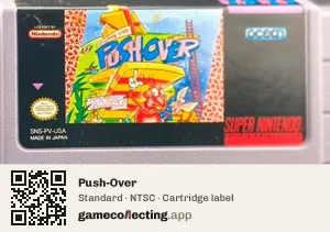 Push-Over Super Nintendo Entertainment System, NTSC cartridge label