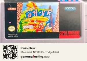 Push-Over Super Nintendo Entertainment System, NTSC cartridge label