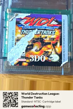 World Destruction League: Thunder Tanks Game Boy Color, NTSC cartridge label