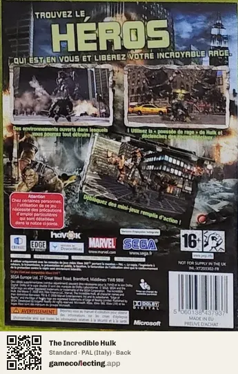 The Incredible Hulk Xbox 360, Italy box back