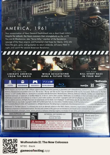 Wolfenstein II: The New Colossus PlayStation 4, NTSC box back