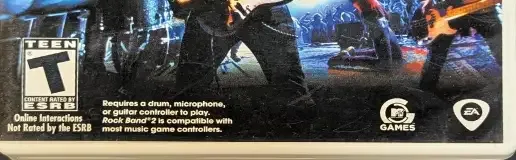 Rock Band 2, the ESRB box on its front