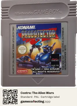Contra: The Alien Wars Game Boy, PAL cartridge label