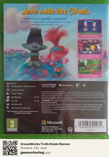 DreamWorks Trolls Remix Rescue Xbox Series X, PAL box back