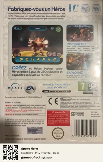 Spore Hero Nintendo Wii, France box back