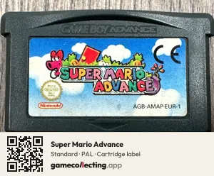 Super Mario Advance Game Boy Advance, PAL cartridge label