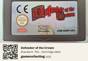 Defender of the Crown Game Boy Advance, PAL cartridge label