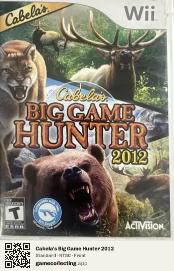 Cabela's Big Game Hunter 2012 Nintendo Wii, NTSC box front