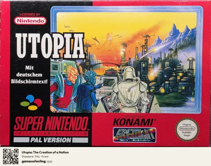 Utopia: The Creation of a Nation Super Nintendo Entertainment System, PAL box front
