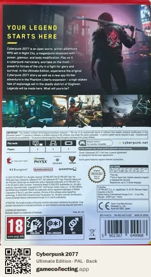 Cyberpunk 2077 Nintendo Switch 2, PAL box back
