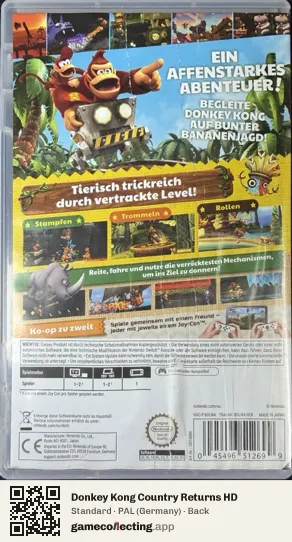 Donkey Kong Country Returns HD Nintendo Switch, Germany box back