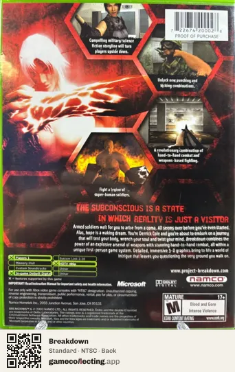 Breakdown Xbox, NTSC box back