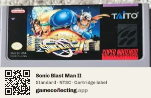 Sonic Blast Man II Super Nintendo Entertainment System, NTSC cartridge label