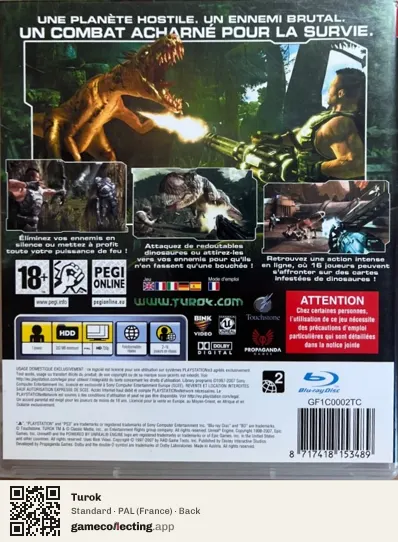 Turok PlayStation 3, France box back