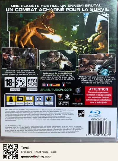 Turok PlayStation 3, France box back