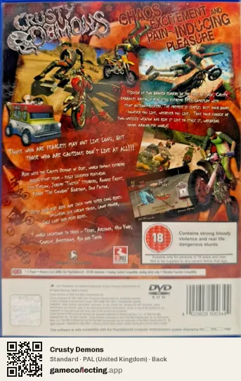 Crusty Demons PlayStation 2, United Kingdom box back