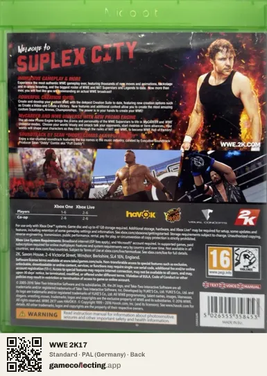 WWE 2K17 Xbox One, Germany box back