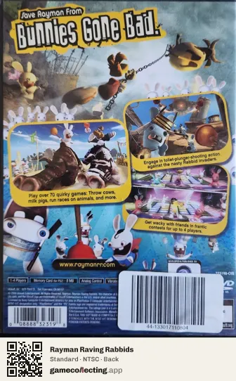 Rayman Raving Rabbids PlayStation 2, NTSC box back