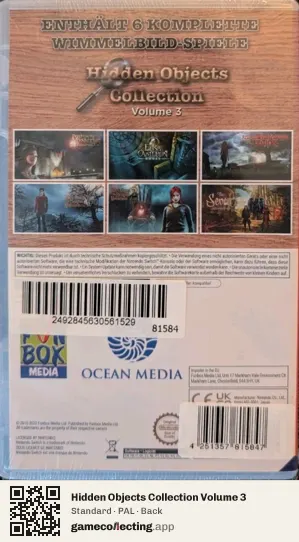 Hidden Objects Collection Volume 3 Nintendo Switch, PAL box back
