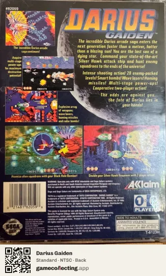 Darius Gaiden Sega Saturn, NTSC box back