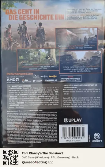 Tom Clancy's The Division 2 Computer, Germany box back