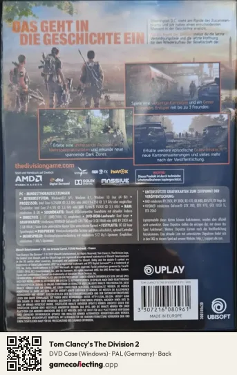 Tom Clancy's The Division 2 Computer, Germany box back