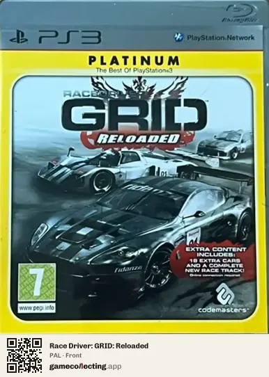 Race Driver: GRID: Reloaded PlayStation 3, PAL box front