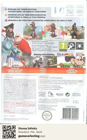 Disney Infinity Nintendo Wii, PAL box back