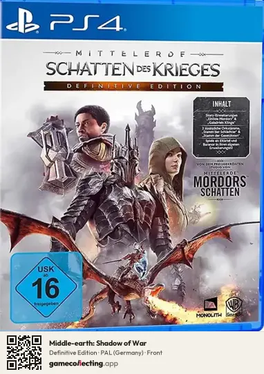 Middle-earth: Shadow of War PlayStation 4, Germany box front