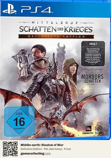 Middle-earth: Shadow of War PlayStation 4, Germany box front