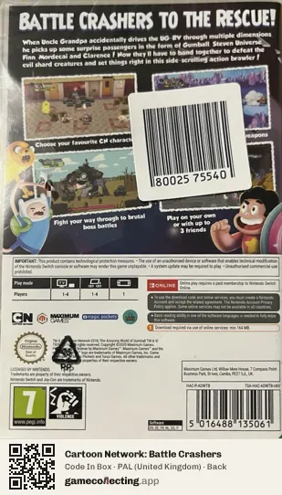 Cartoon Network: Battle Crashers Nintendo Switch, United Kingdom box back
