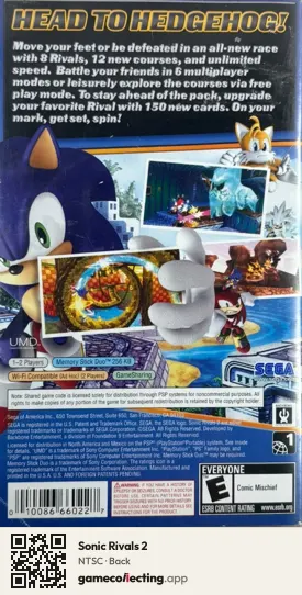 Sonic Rivals 2 PlayStation Portable, NTSC box back