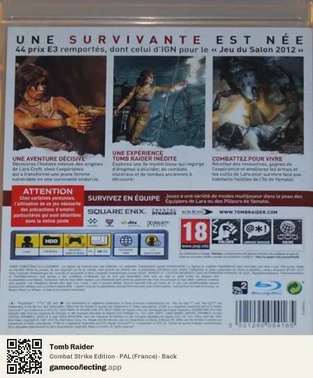 Tomb Raider PlayStation 3, France box back