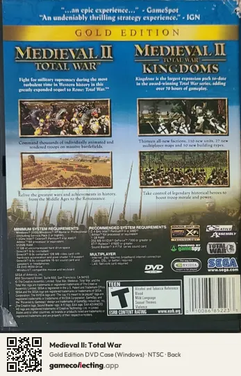 Medieval II: Total War Computer, NTSC box back