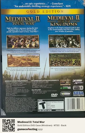 Medieval II: Total War Computer, NTSC box back