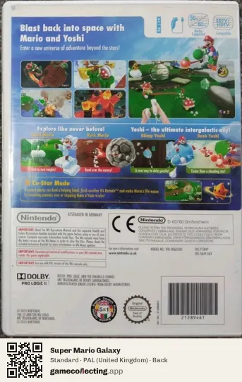 Super Mario Galaxy Nintendo Wii, United Kingdom box back