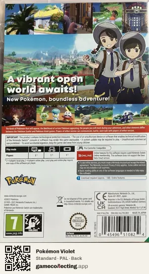 Pokémon Violet Nintendo Switch, PAL box back