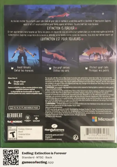 Endling: Extinction is Forever Xbox One, NTSC box back