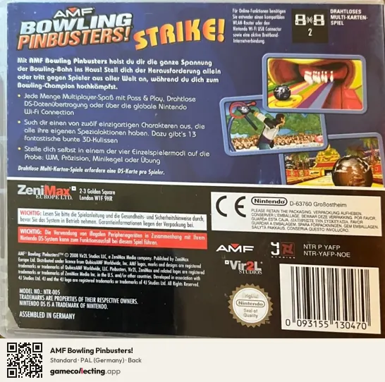 AMF Bowling Pinbusters! Nintendo DS, Germany box back