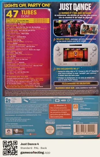 Just Dance 4 Nintendo Wii U, PAL box back