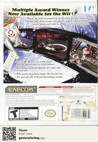 Ōkami Nintendo Wii, NTSC box back