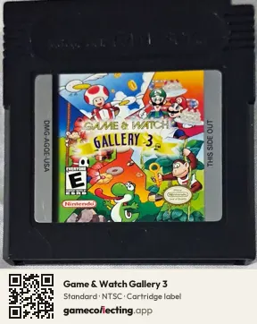 Game & Watch Gallery 3 Game Boy Color, NTSC cartridge label