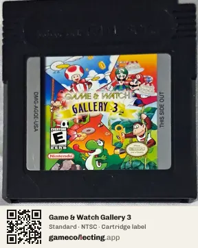 Game & Watch Gallery 3 Game Boy Color, NTSC cartridge label