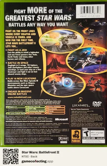 Star Wars: Battlefront II Xbox, NTSC box back