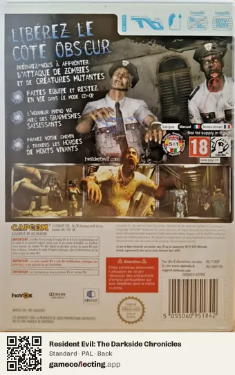 Resident Evil: The Darkside Chronicles Nintendo Wii, PAL box back