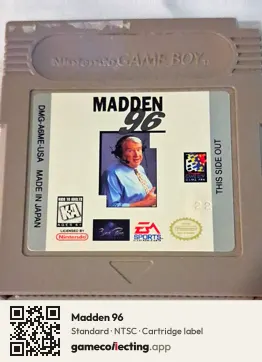 Madden 96 Game Boy, NTSC cartridge label