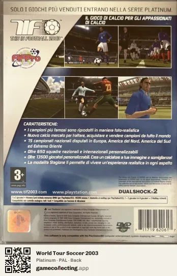 World Tour Soccer 2003 PlayStation 2, PAL box back